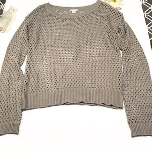 Gray Crochet knit Xhiliration long sleeve top sz m